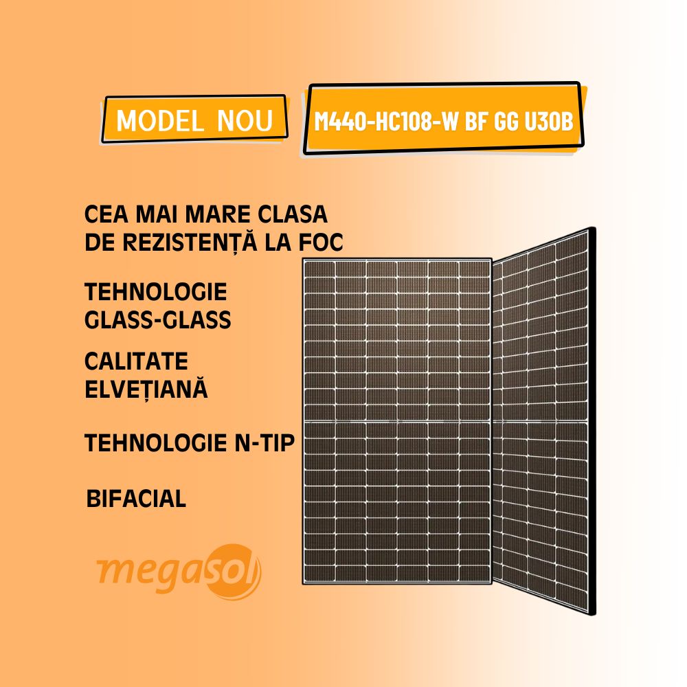 PANOU FOTOVOLTAIC BIFACIAL STICLA-STICLA M440-HC108-W